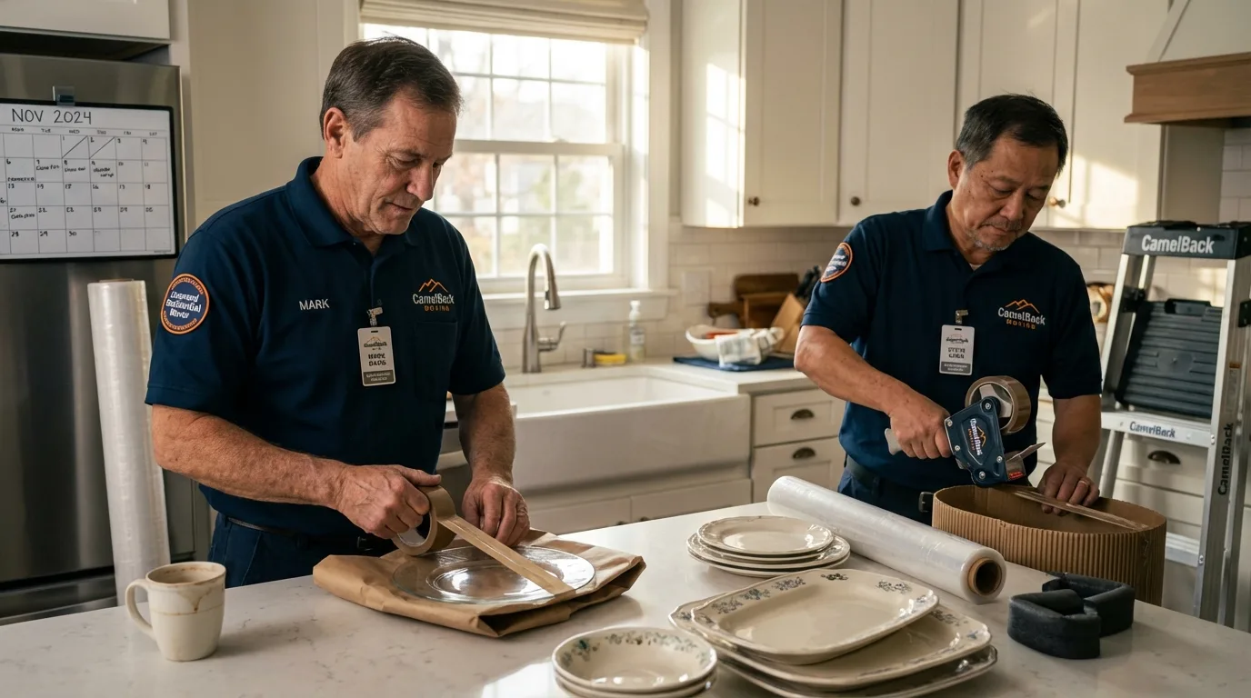 Professional crew packing kitchen dishware in Monrovia, CA